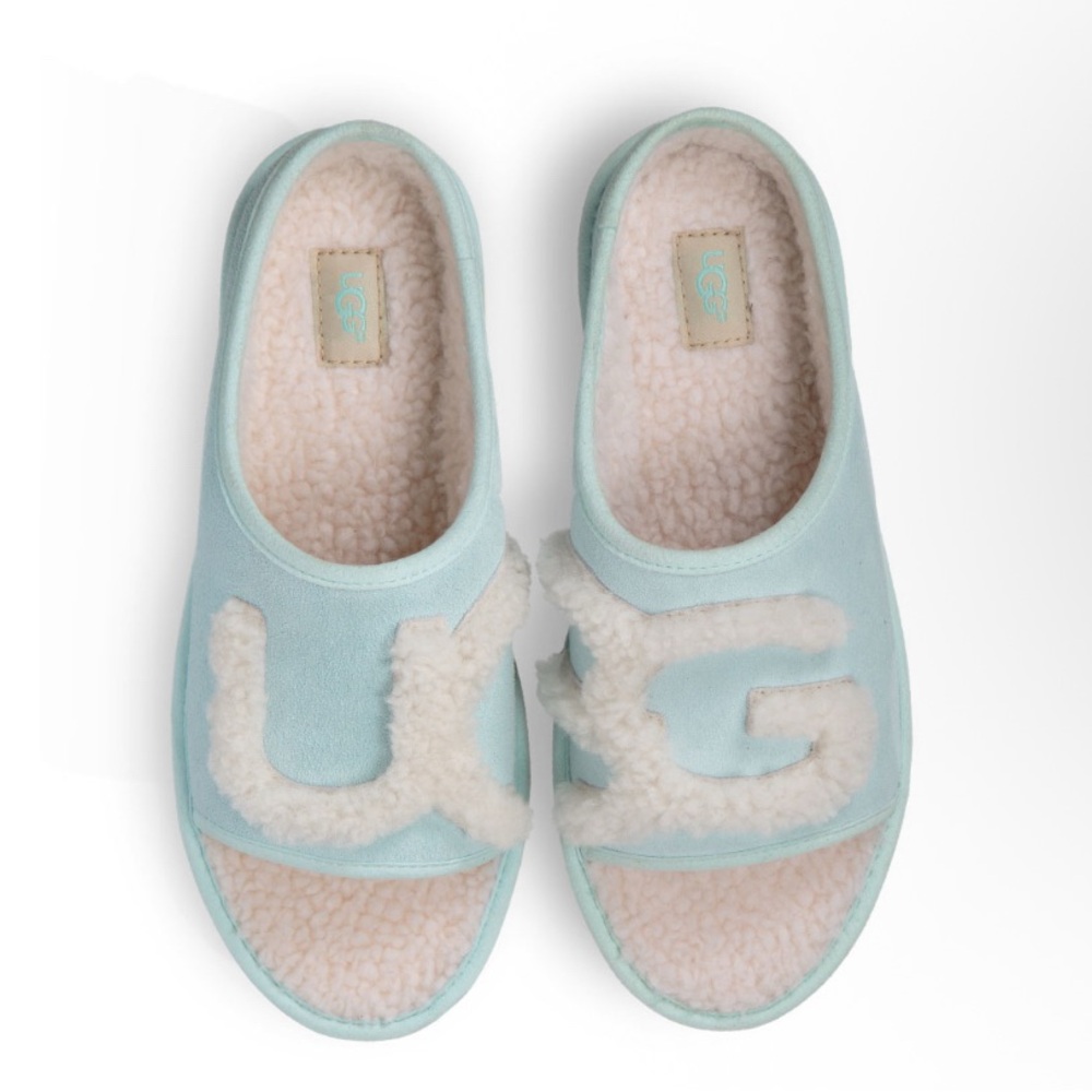 UGG Slide Slipper Suede Sheepskin Fog Natural NEW!